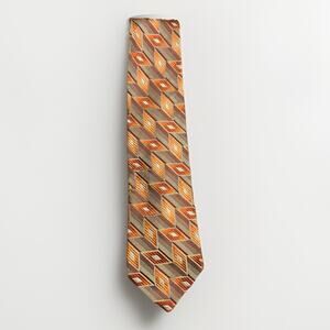 Concepts by Claiborne 100% Silk Tie | Orange Brown Geometric Chevron Pattern